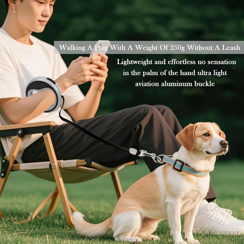 Retractable Dog Lead Heavy-Duty Extendable Dog Leads Strong Nylon Tape Leash One-Handed Brake  Lock Tangle-Free Design for Small