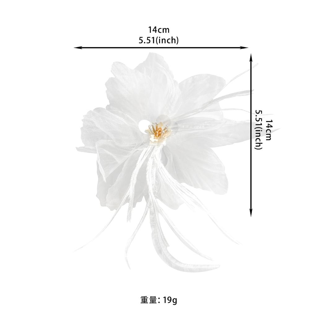Fairy White Tulle Feather Beads Flower Clothing Hair Accessories Headgear Bag Decoration Flower Accessories Cloth Stickers Accessories