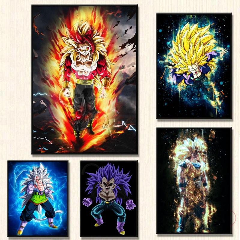 

Напечатанный на холсте Dragon Ball Goku подарок для гостиной с модульным принтом, детская спальня