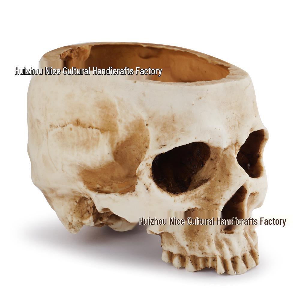Halloween Resin Skull Bleeding Candle Ornament - Spooky Table Decor