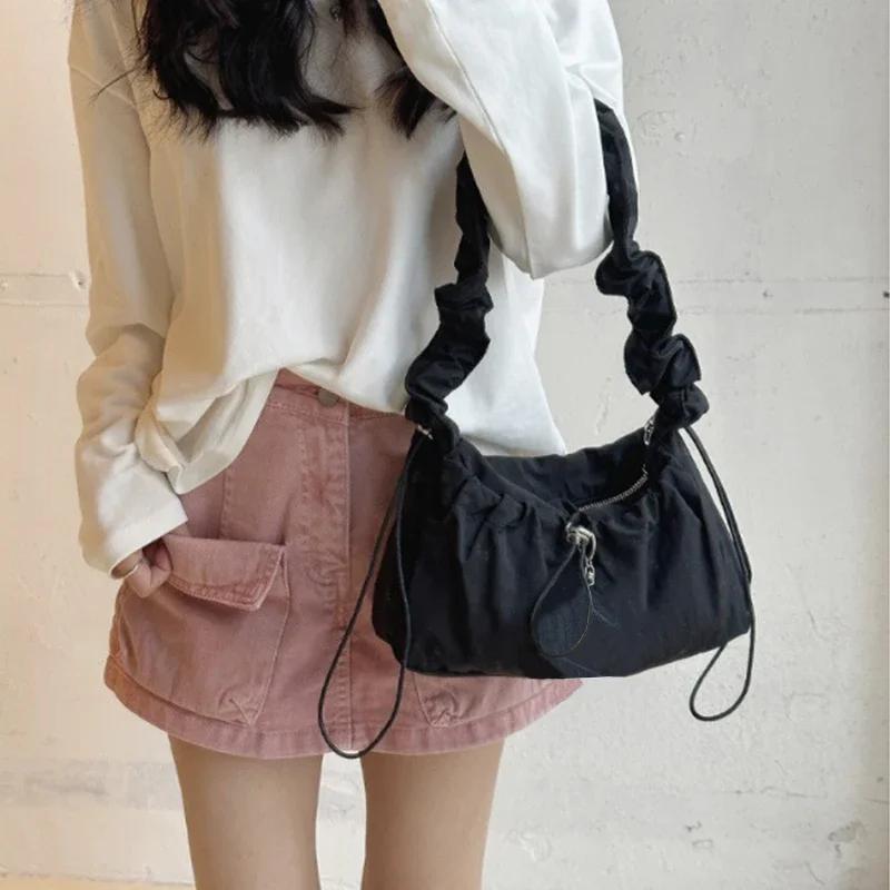 Luxury Vintage Fold Shoulder Bag Simple Fashion Underarm Crossbody Bag High Quality Handbag