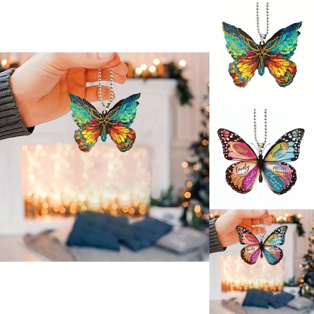 Butterfly Series Car Interior Decor Accessories Christmas Tree Ornament In Acrylic