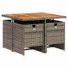 Vidaxl 5-Cz. Garden Furniture Set With Cushions, Grey, PE Rattan