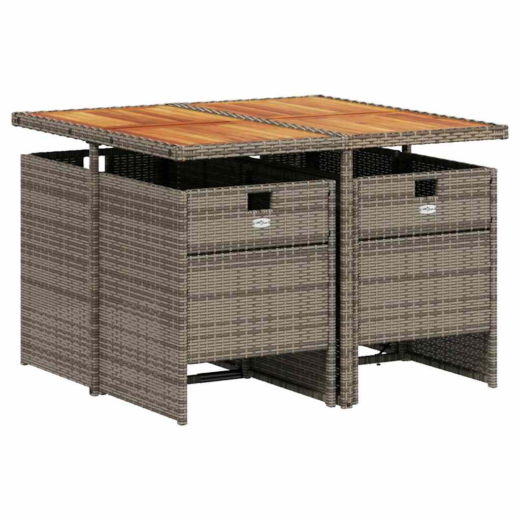 Vidaxl 5-Cz. Garden Furniture Set With Cushions, Grey, PE Rattan