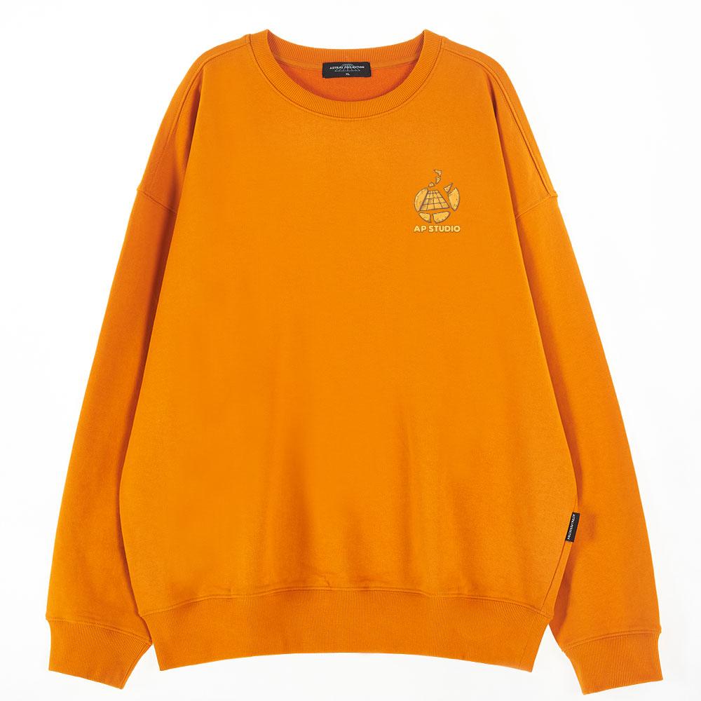 ASTRAL PROJECTION Oversized Drop Shoulder Matrix Dalgona Sweatshirt_Orange