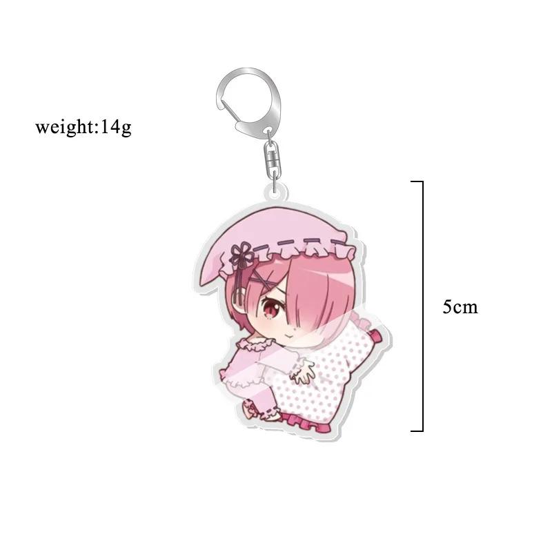 Anime Re:life in a Different World from Zero Schlüsselanhänger Kawaii Rem Ram Acryl Schlüsselanhänger Cartoon Figuren Anhänger Cosplay Schmuck