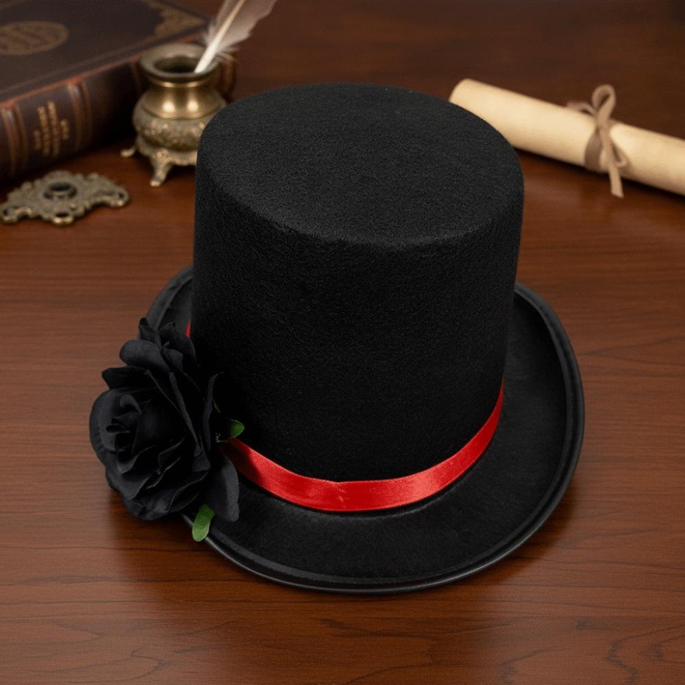 Artificial Rose Rose Gentleman Cap Classic Black Magician Fedora Headwear  Theme Photography