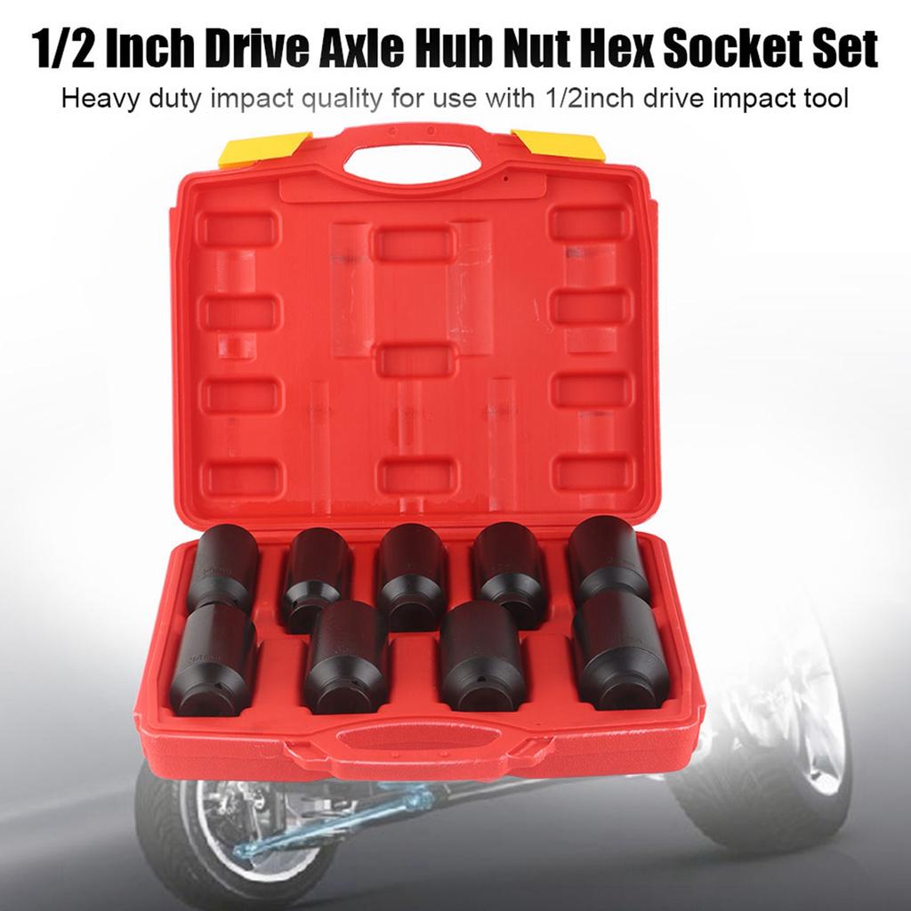 9Pcs 1 2  Inch Drive Axle Hub Nut Hex Socket Set 29mm 30mm 31mm 32mm 33mm 34mm 35mm 36mm 38mm