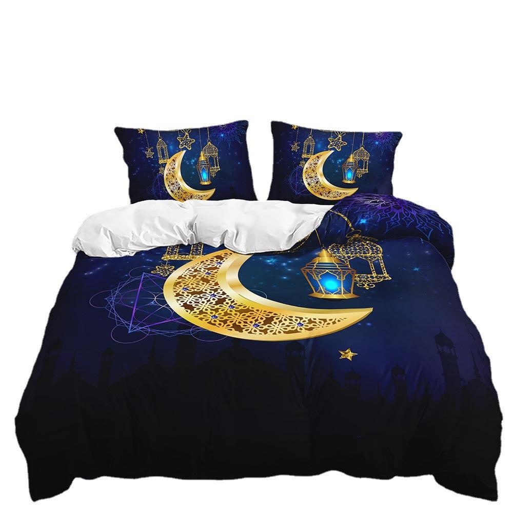 Quilt Cover Star Moon Pillowcase Bedroom Bedding Digital Printing Three-Piece Set