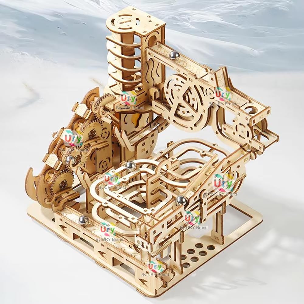 zmart Ury 3D Wooden Puzzle Electric Catapult Truck Device Marble Run Mechanical Model Wooden Assembly Kit Wooden Puzzle 3D Puzzle Adult Educational