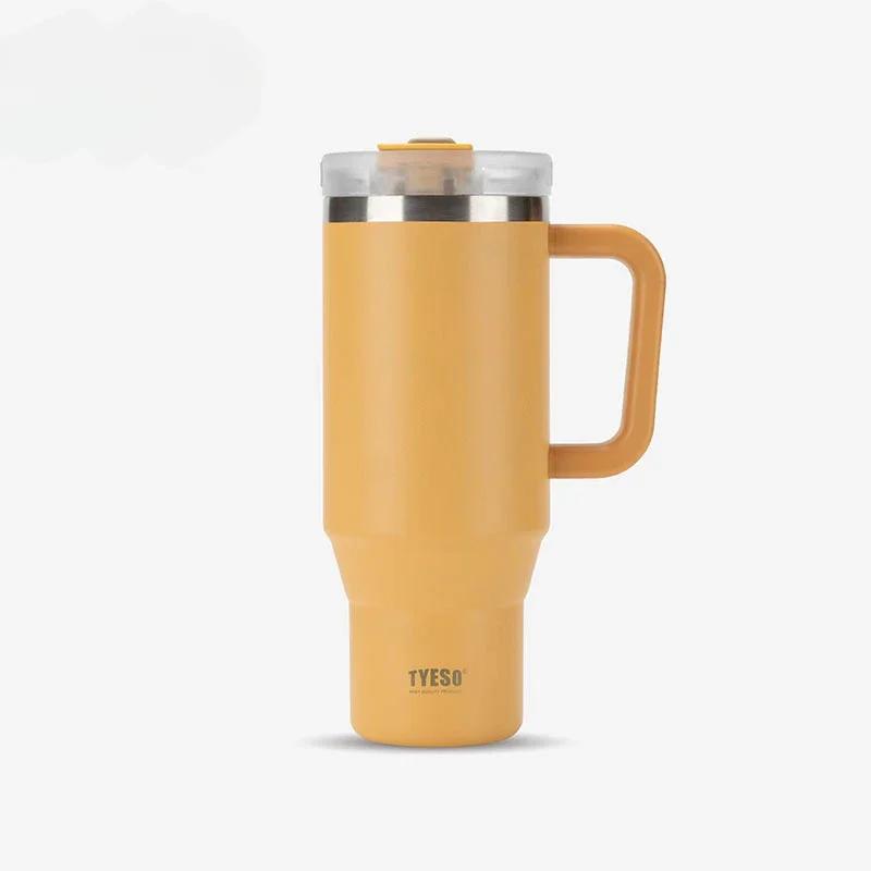 900ML/1200ML Tyeso Stainless Steel Water Bottle Car Thermos Cup Coffee Cups with Handle Sport Vacuum Flask Drinking Utensil Gift