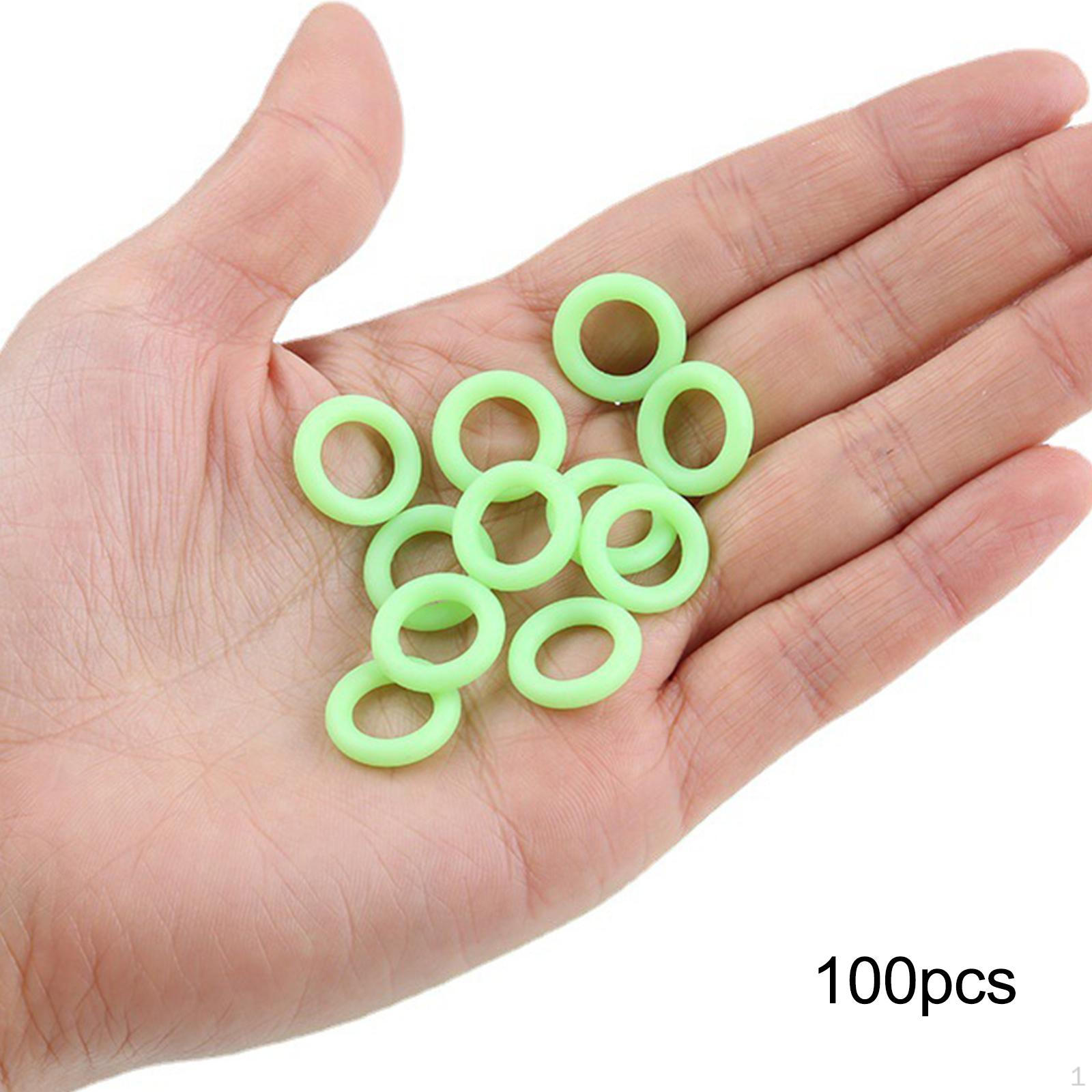 100x Tent Stake Rings, Pegs O Luminous 15mm Od 3mm Width Silicone Rings for Outdoor