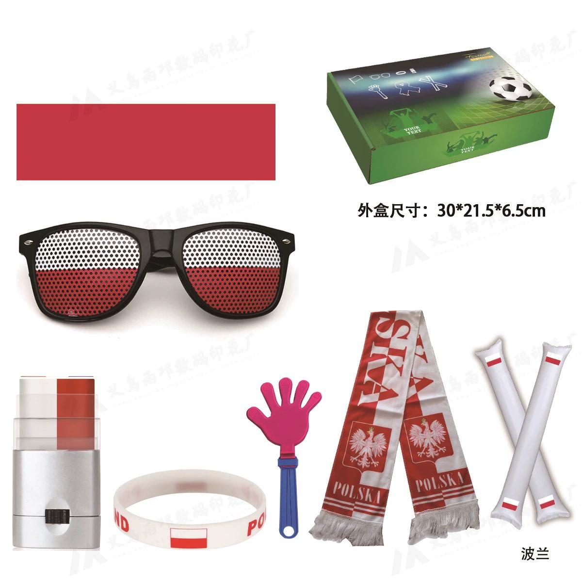 Set de accesorios para fans de fútbol Argentina para copa mundial banderas gafas y aplaudidores