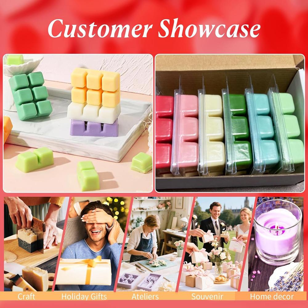 Wax Melt Molds Wax Melt Clamshells 6 Cavity Cubes Clamshells Clear Empty Plastic Cube Tray for Wickless Tarts Candles