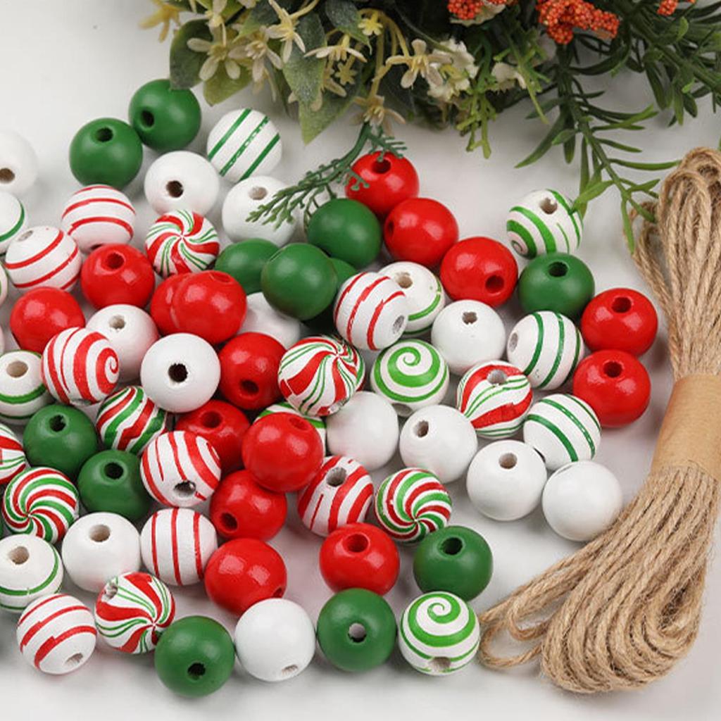 Christmas Beads For Crafts Wooden Necklace Earring Jewelry Making Kit Decoration Festive Ornament For Activities Women Girls
