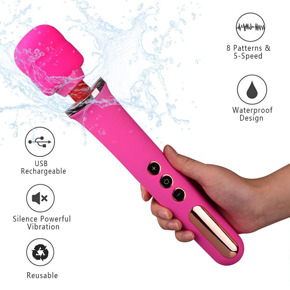 Wand Vibrateur Magique Pour Femme – Recharge USB, Grande Taille, Stimulant