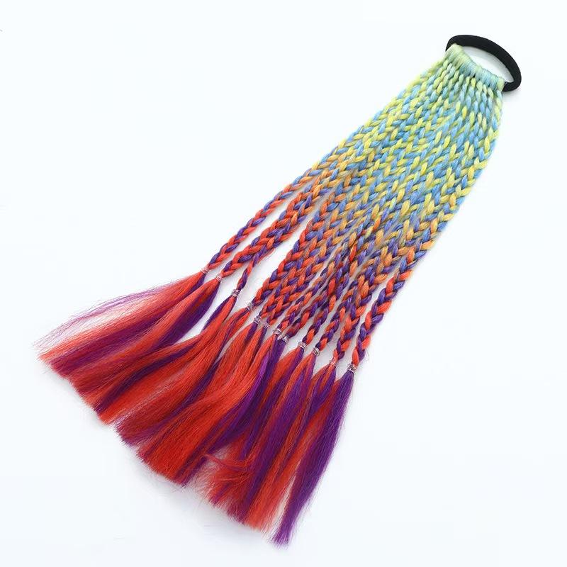 

1 шт., новые грязные косы для девочек, красочные парики с завязками, хвост, детские аксессуары для волос, повязки на голову, резинки, головные уборы принцессы 1psc