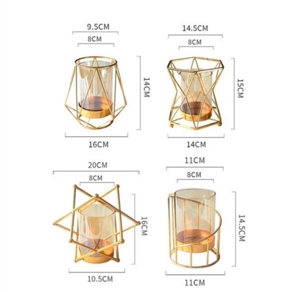 Nordic Metal Flower Vase Glass Flower Arrangement Decorative Vase Candle Holder For Living Room Bedroom