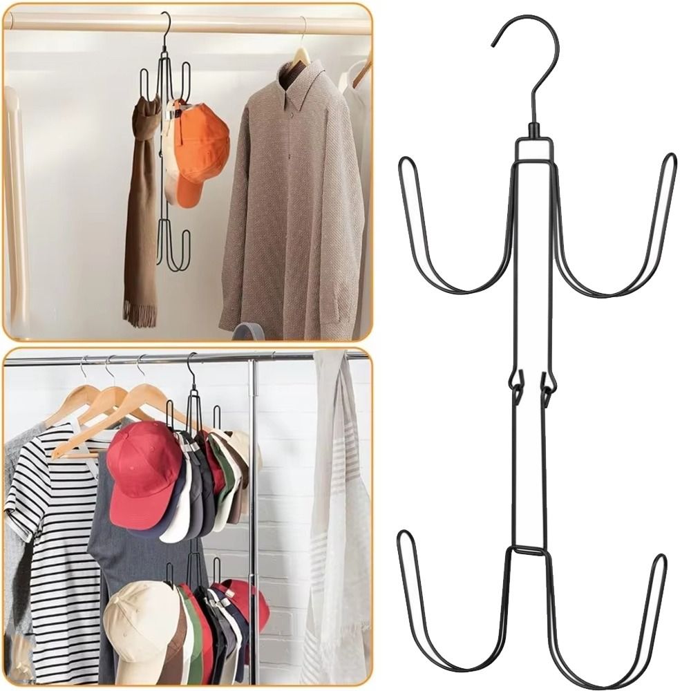 Rotating Top Hook Metal Hat Hanger Foldable Hanging Hat Rack Hat Display Shelf  Living Room