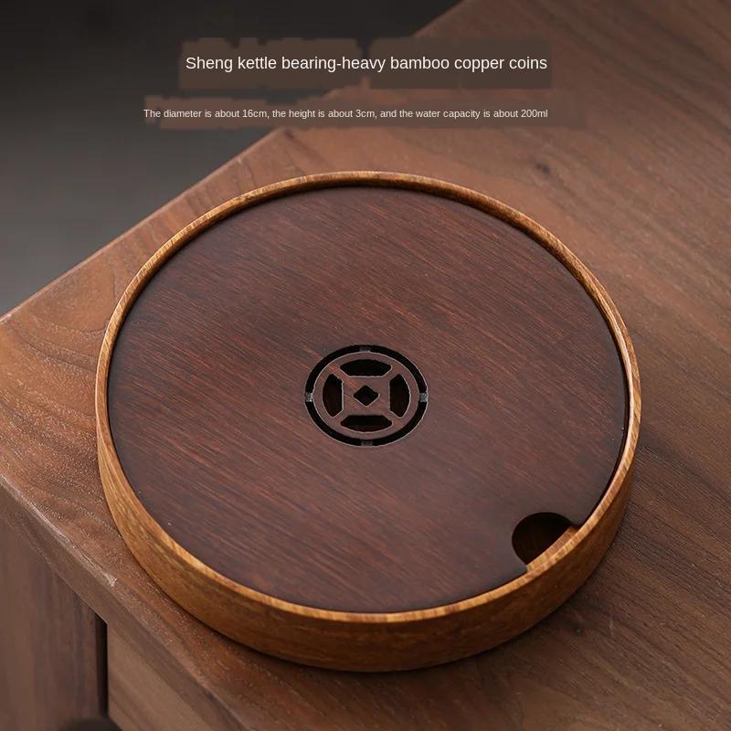 

Chinese-Style Heavy Bamboo Pot Tray Water Storage Tea Table Bamboo Solid Wood Pot Mat Small Number Tea Tray Storage Kettle Tray