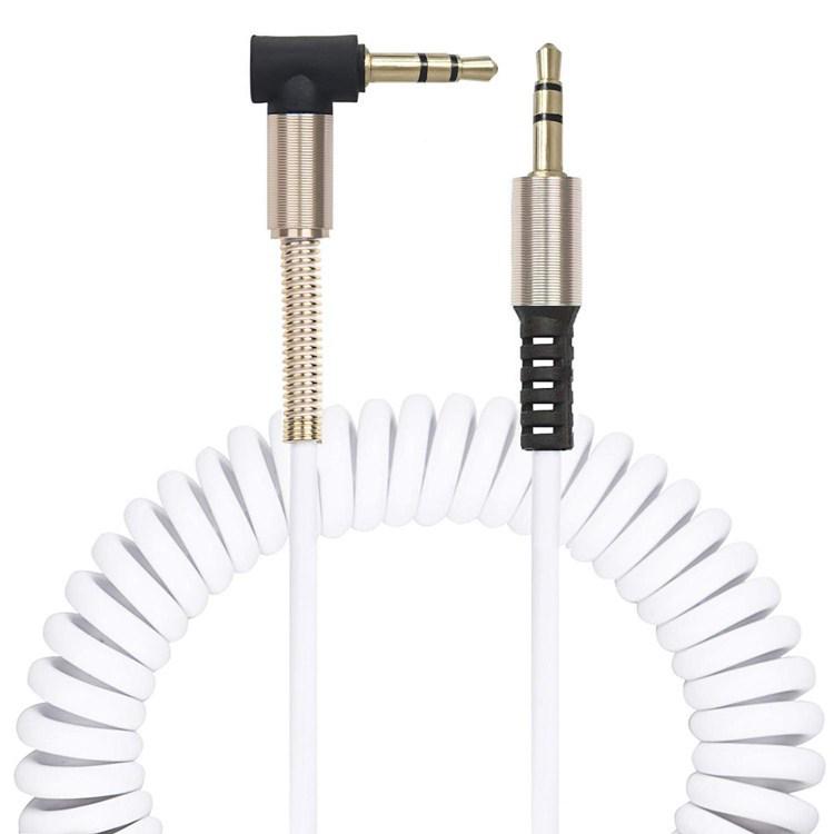 Retractable 3.5mm Male-to-Male AUX Audio Car Extension Cable for Mobile Phones and Speakers.