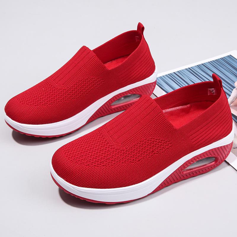 2023 Women's Breathable Flyknit Rocking Shoes with Non-slip Soft Sole and Air Cushion for Comfort