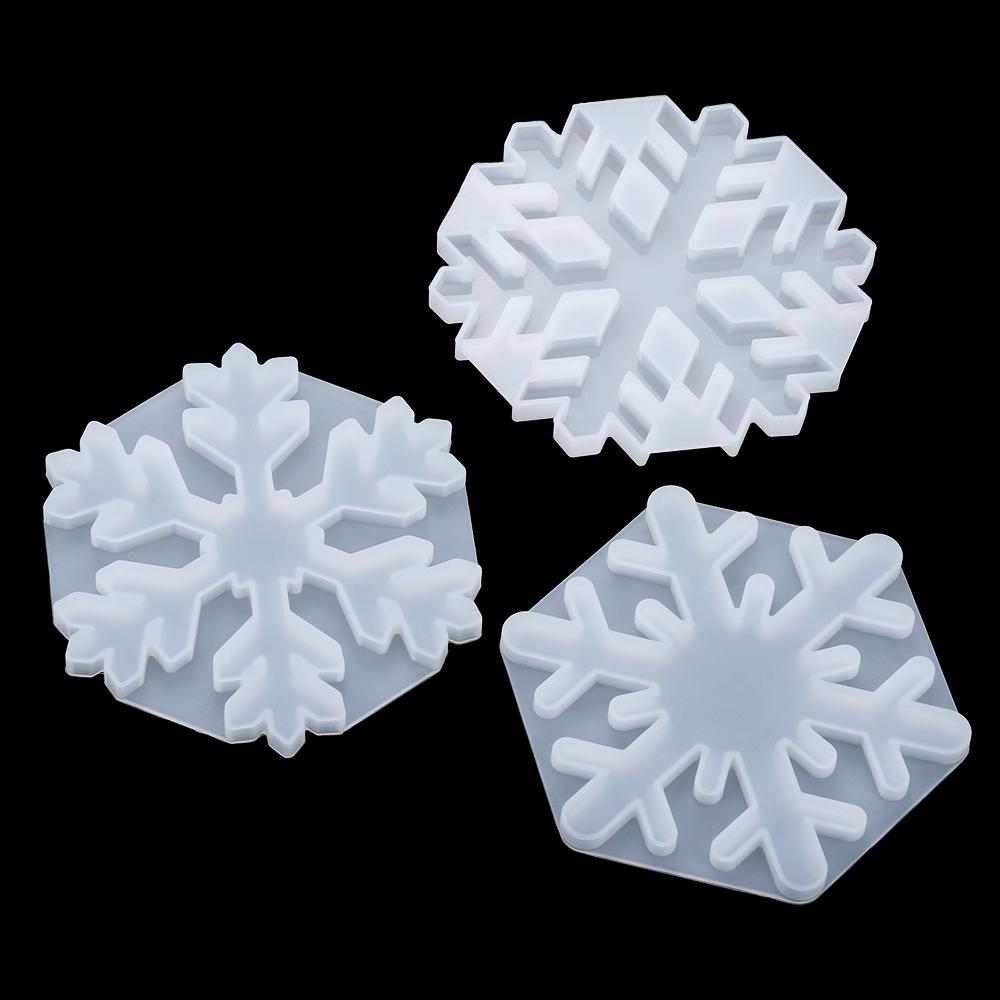Christmas Snowflakes Coaster Casting Mold Silicone Mould DIY Crystal Epoxy Resin Mold Christmas Tree Pendant Ornament Making
