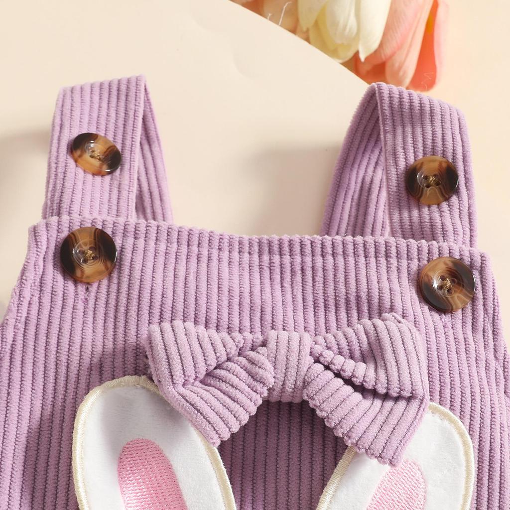 Cartoon Animal Overalls, Long Sleeve Bodysuit & Headband Set - Autumn/Winter Baby Girl Outfit