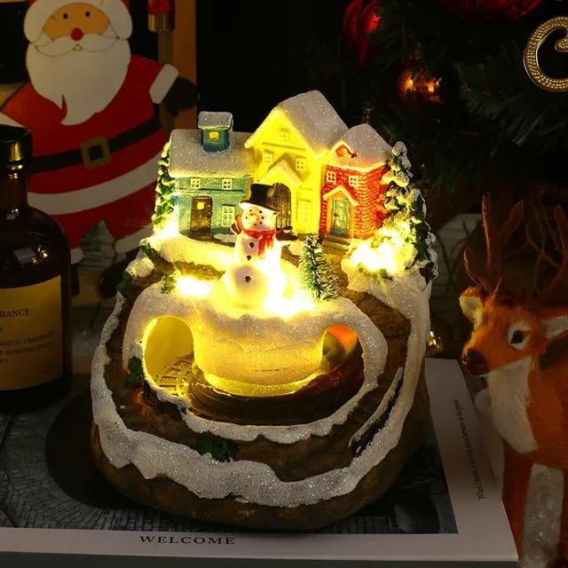 D2 Christmas 20250 Xmas Resin Crafts Led Lights Christmas Tree Snowflake Decoration Train Christmas Village Sets Musical House