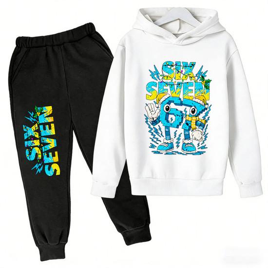 3-12Y 67 Six Seven Print Kid's Fashion Hoodie+Pants Suit for Boys Girls, Casual Sports Tracksuit, Children Holiday Gifts