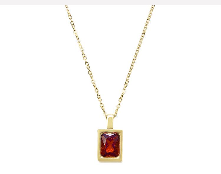 Emerald Zircon Pendant Necklace - Gold-Plated Titanium Steel, Fade-Resistant, Light Luxury Collarbone Chain.