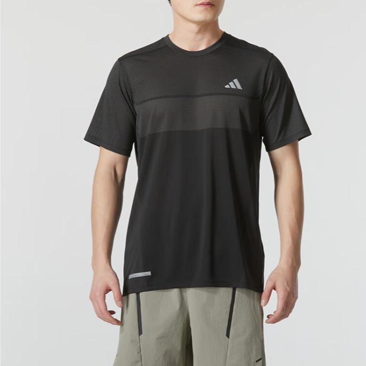 Adidas Solid Round Neck Fitness Training Comfortable Breathable Short Sleeve T-Shirt Men Tops Black IN0094