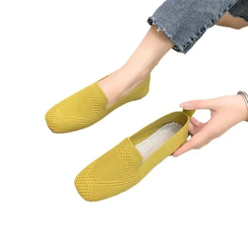 Femmes Maille Bout Carré Respirant Chaussures Décontractées Halloween Automne Quotidien Simple Découpé Chaussures Plates Zapatos De Mujer 2024