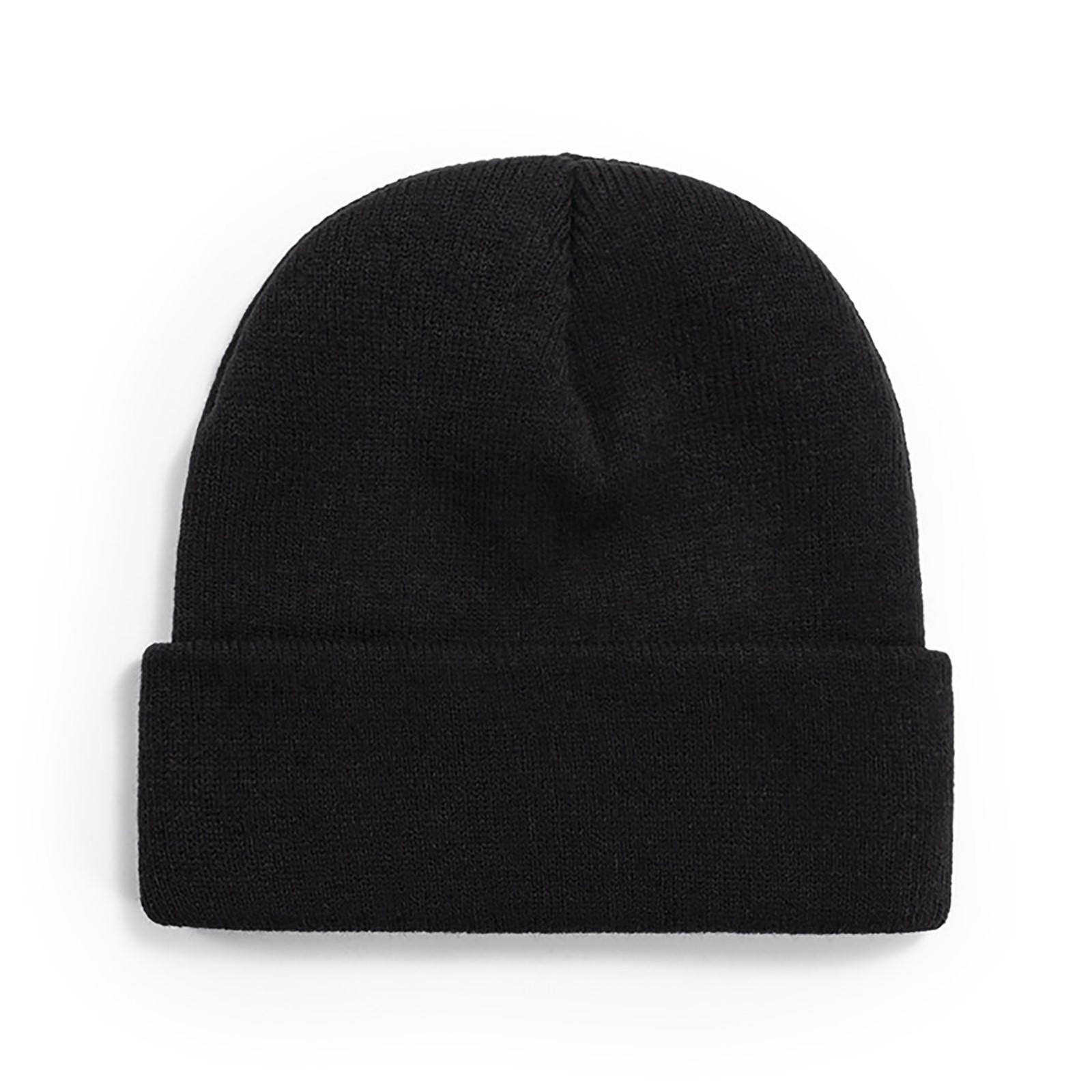 Unisex Winter Knit Beanie Hat Warm Soft Stretchy Thick Ribbed Cuffed Hat for Outdoor Sports Casual Wear чёрный