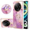 For Xiaomi Redmi A3/Poco C61 4G Case with Ring Kickstand Marble Pattern Electroplating TPU Back Cover