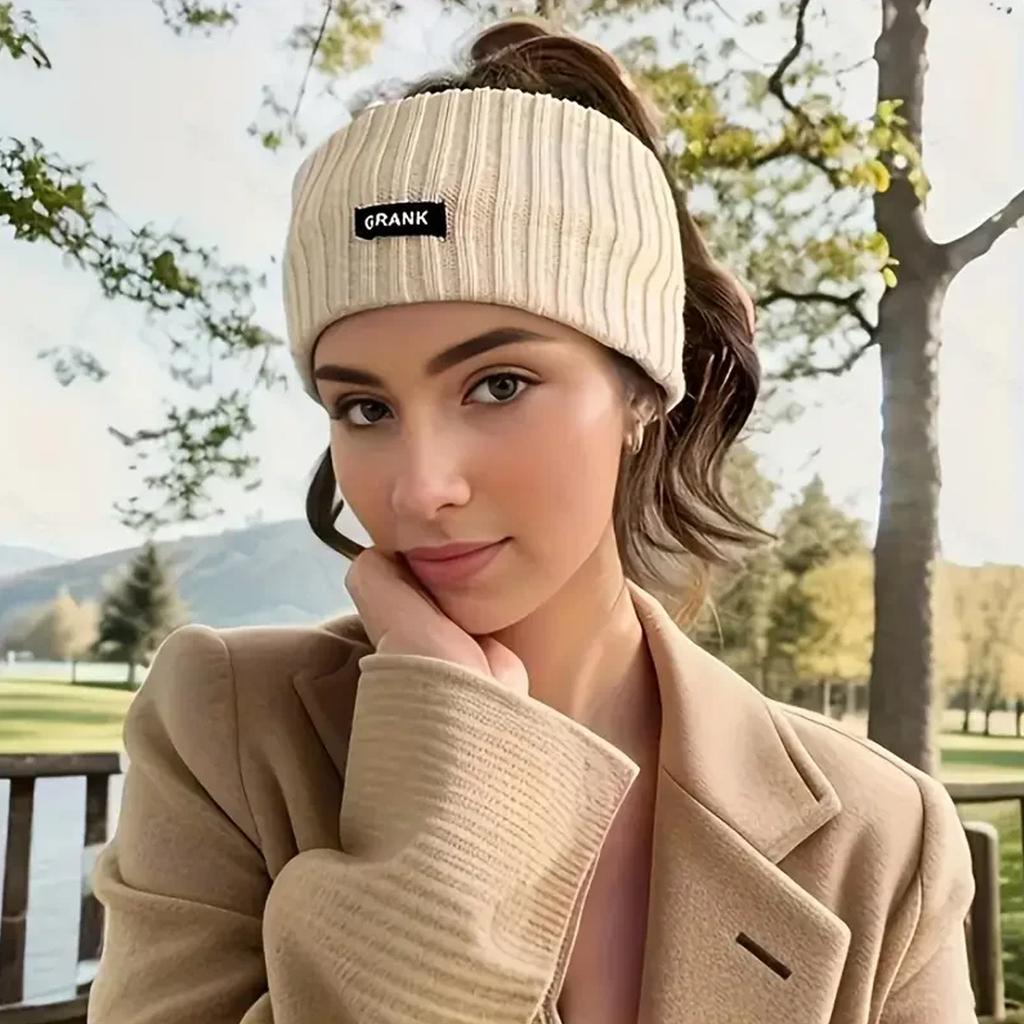 1PC Headband Knitted Women's New Forehead Protection Windproof Plush Wide Edge Headscarf Sports Fashion Headwear SmearHair Hoop