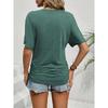 2026 Women's Casual Fashion Solid Color Pleated Round Neck Short Sleeve Slim Fit Summer T-Shirt Top