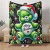 1Pc Christmas Green Teddy Bear Blanket Soft And Comfortable Casual Warm Camping Travel Christmas Halloween Gift M29218