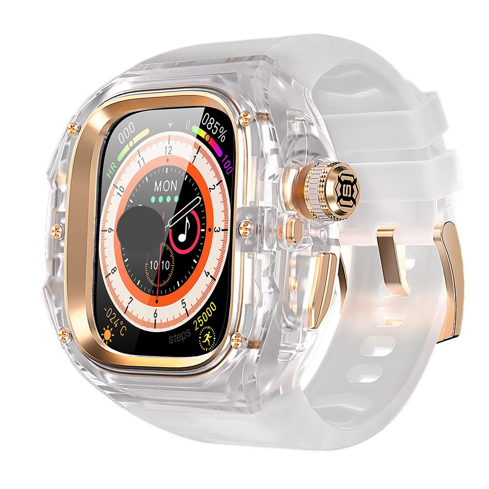 Rubber Modification Kit for Apple Watch Ultra 3 49mm Luxury Transparent Case Band for Iwatch Ultra2 1 49mm Fluororubber Mod Kit