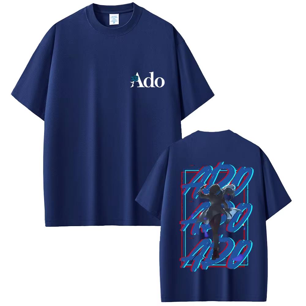 Ado 2026 Spring summer Fashion  Tshirt Men Women pure cotton Print TShirt Y2k Japanese Style Short Sleeve Top Streetwear Unisex