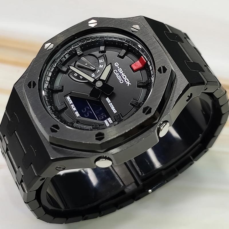 CASIO Men Liquid Crystal,Analog Dual Display Series 44mm Black Watch GA-2100-1A1(Watch3--)