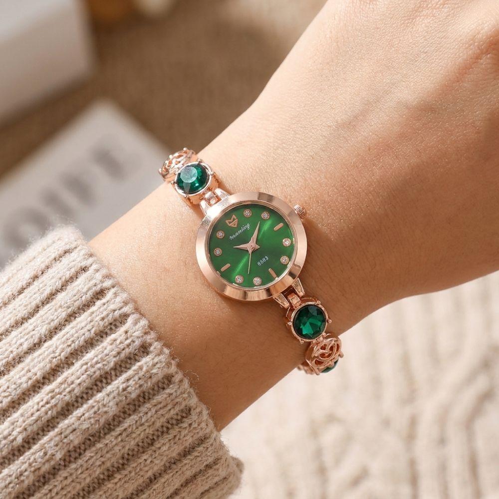 Rhinestone Rotundity Shaped Watch Diamond Studded Watch Strap Wrist Decoration Quartz Watches Gift