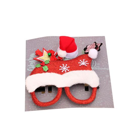 1 Set Cute Christmas Tree Kids Frame Glasses Hair Clip Wear-resistant Santa Claus Frame Glasses Hair Clip for Gifts