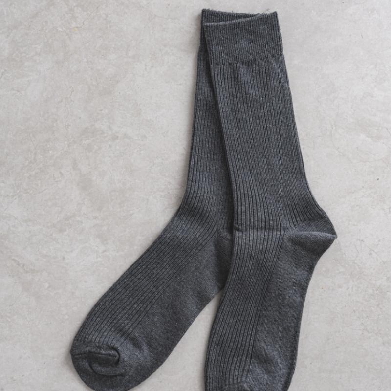 Monfoot Pánské žebrované ponožky s dlouhým lemem Tmavě šedé