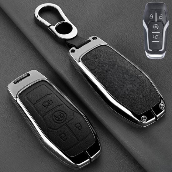 Zinc Alloy Leather Car Remote Key Fob Case Cover Holder For Lincoln MKC MKX MKZ