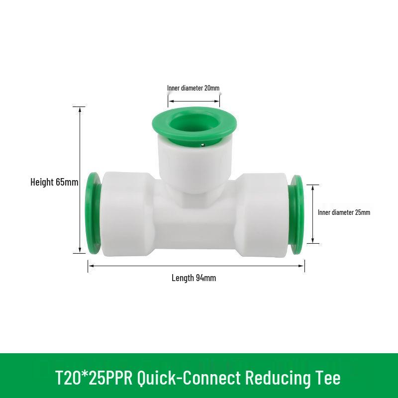 Quick Connect PPR Ball Valve PVC Elbow Tee, No Hot Melt, 4 Points/40 PE Water Pipe Fittings.