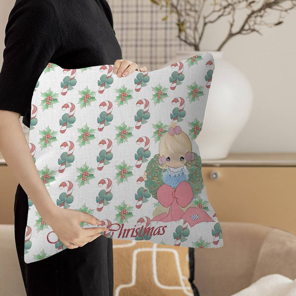 Precious Moments Cute Pillow Covers Cartoon Sofa Decorative Home Double-Sided Printing Short Plush Cute Cushion Cover