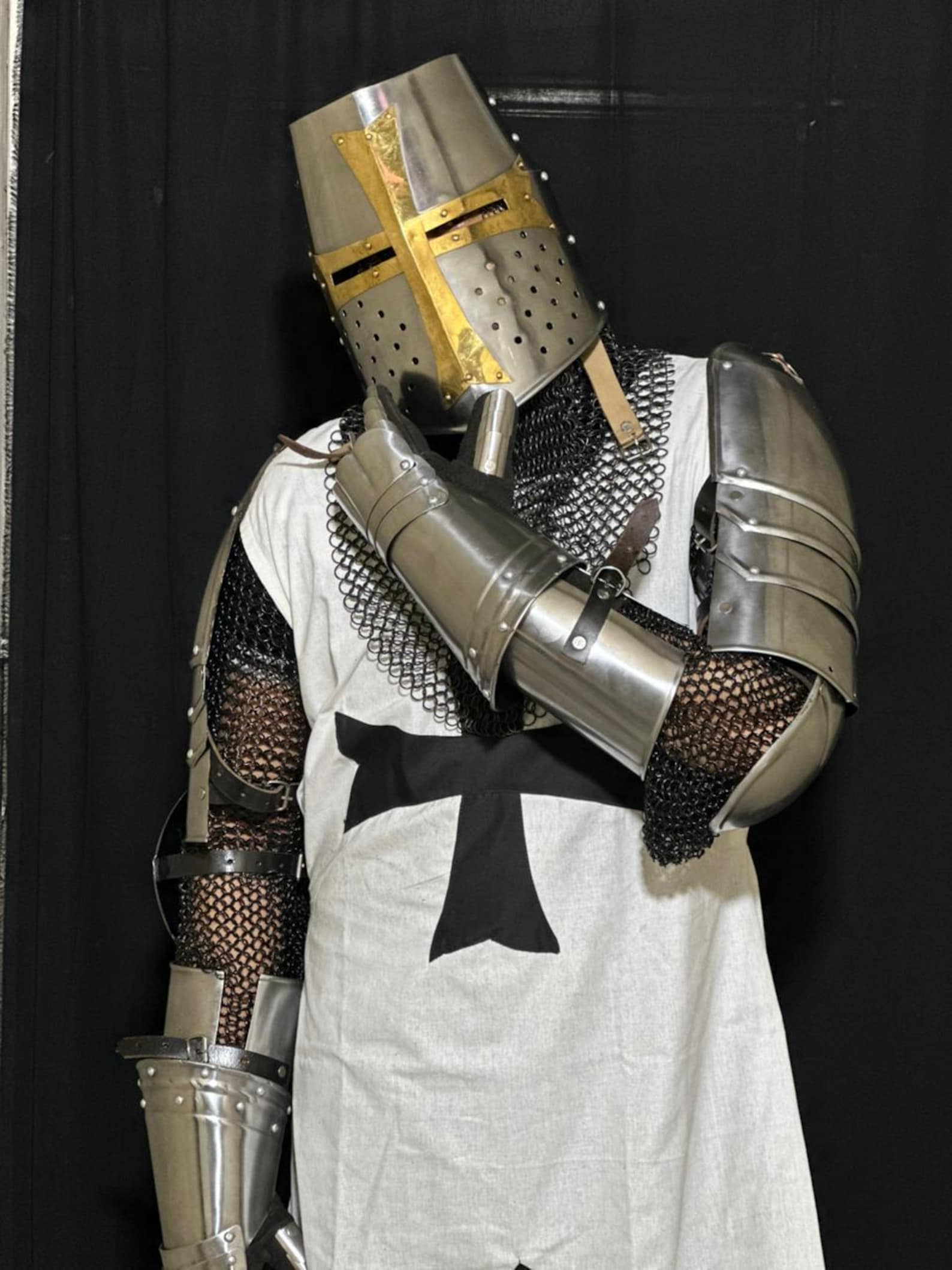 Knights Templar Full Body Armor Set Medieval Crusader Steel Knight Suit with Helmet
