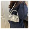 Chic Minimalist Pleated Faux Leather Shoulder Bag, Women's Small Crossbody Handbag with Magnetic Snap Closure, Trendy Daily Commute Tote