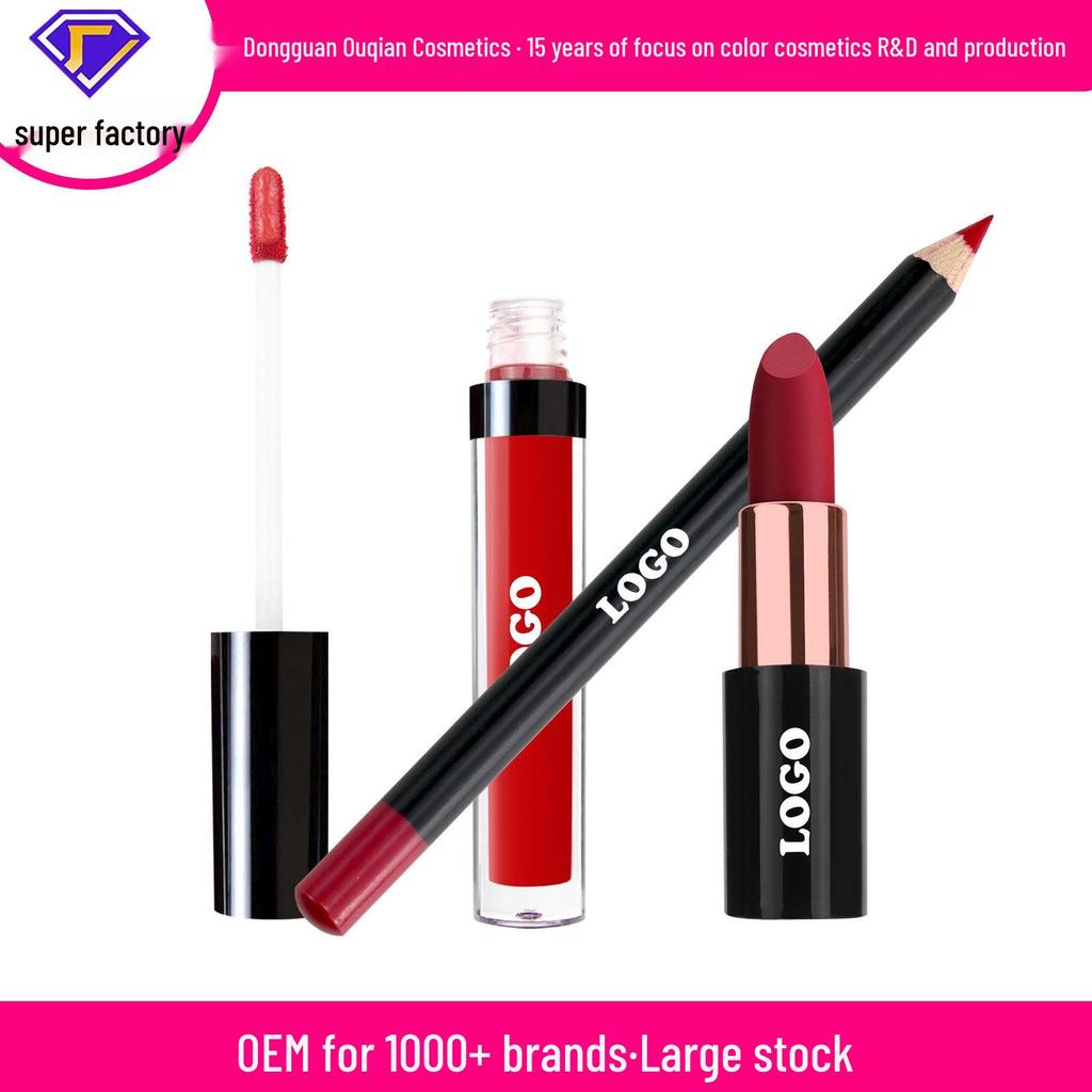 Mattes 3-in-1 Lippen-Set: Lippenstift, Liner & Gloss - Wasserfest, Nicht-klebend, Farbecht